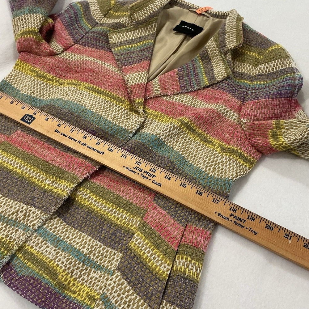 Akris Linen Blend Pastel Stripe 2 pc Suit Jacket Skirt Classic Chic Swiss Artsy - Picture 9 of 16